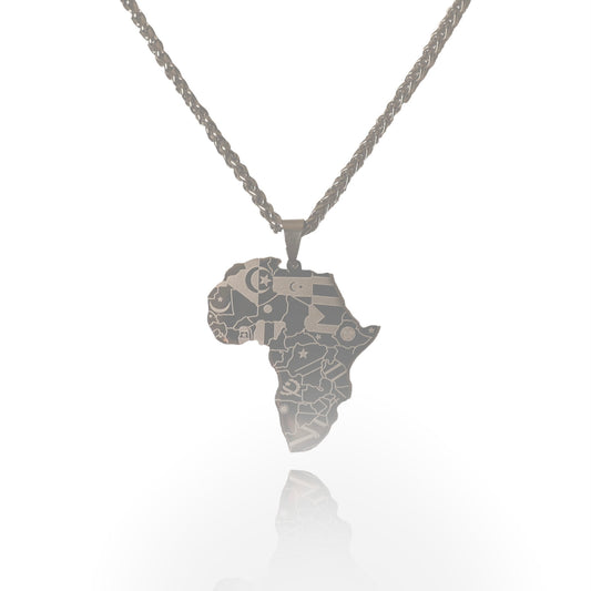 Silver African Continent With Flags