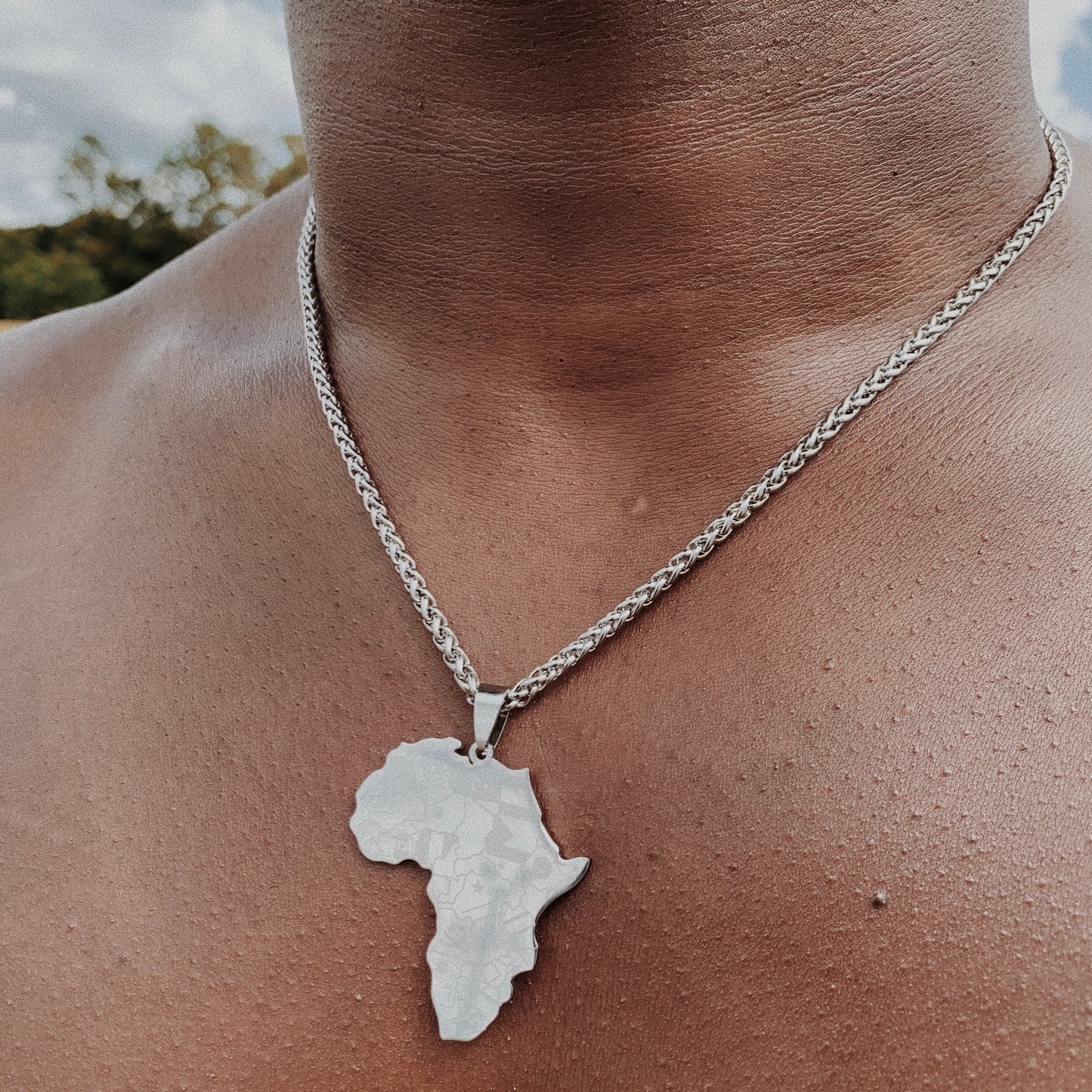 Silver African Continent With Flags