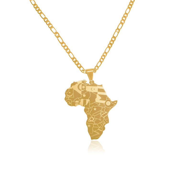 Gold African Continent With Flags