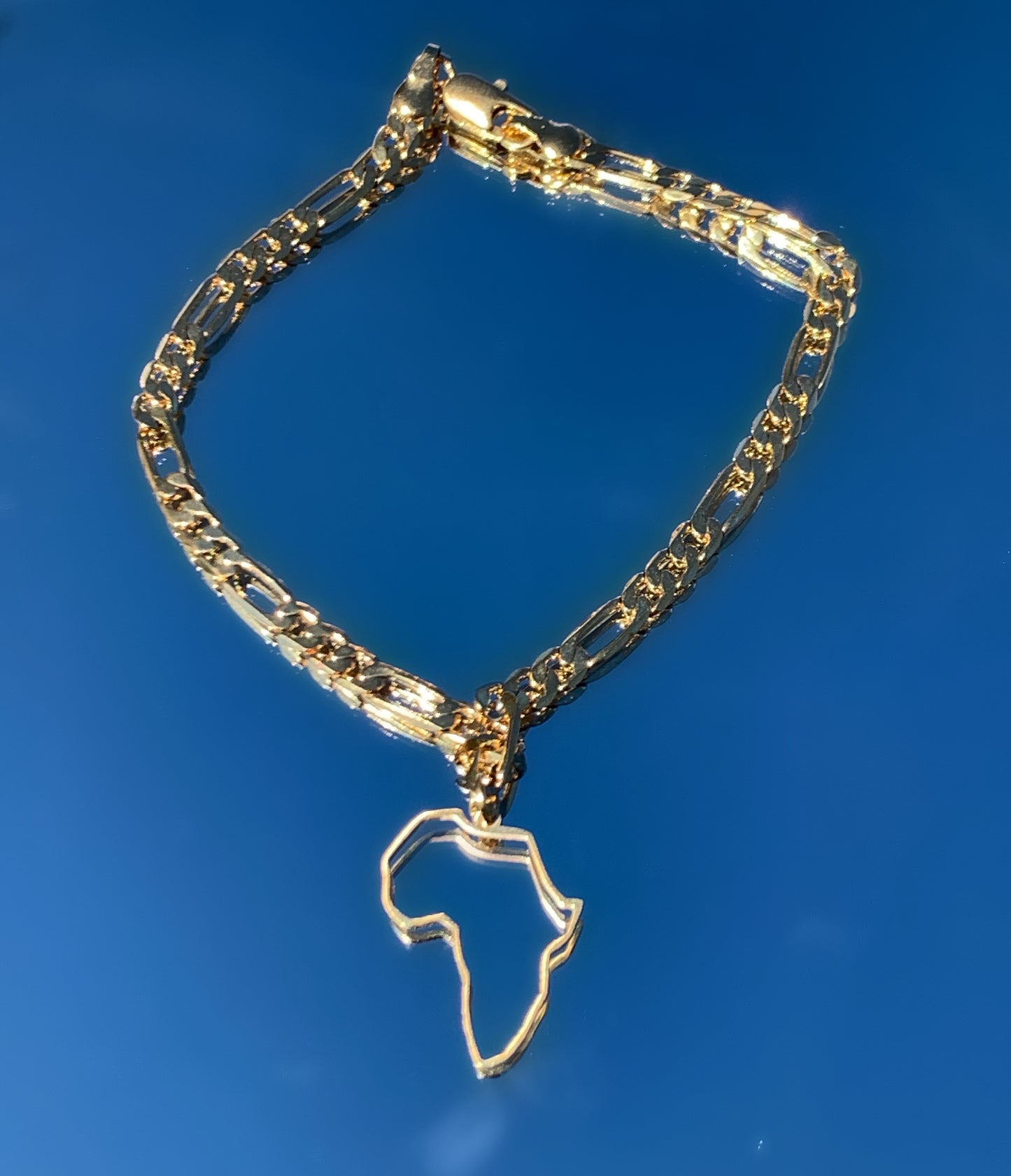 Gold African Continent Outline Bracelet
