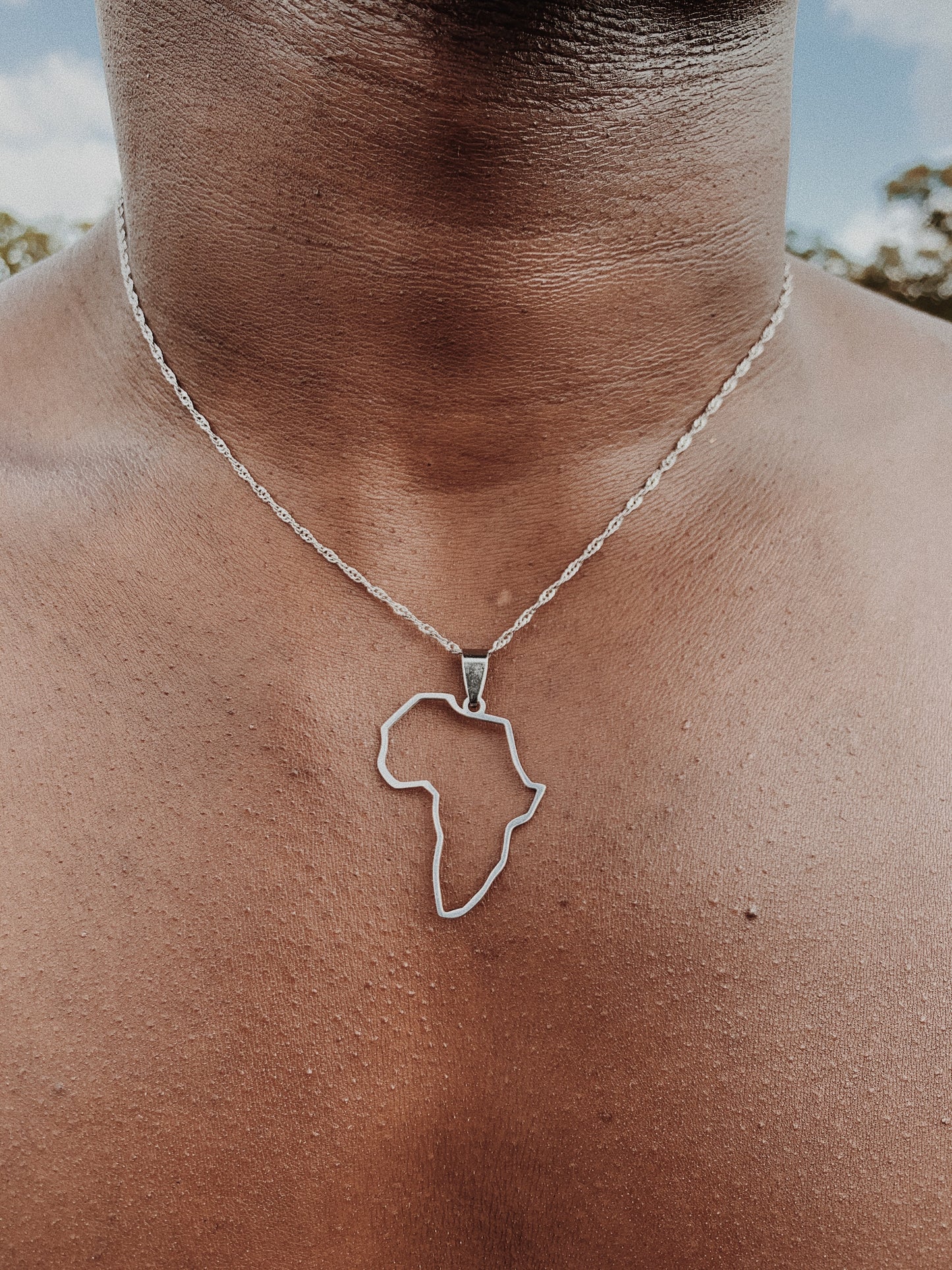 Silver African Continent Outline